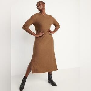 Old Navy Rib-Knit Long-Sleeve Maxi Shift Sweater Dress Night Owl Women's Size L